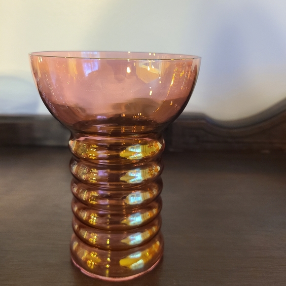 Dunbar Aramis 1930s Ringed 5" Tumbler Iridescent Glasses 11 oz - Picture 2 of 9